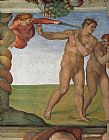 Michelangelo Buonarroti Canvas Paintings - Genesis The Fall and Expulsion from Paradise The Expulsion